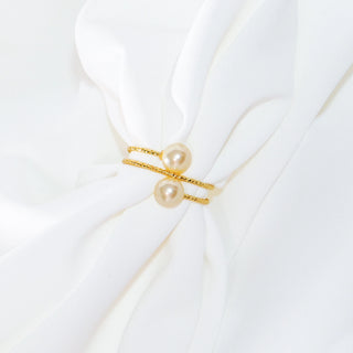Minimalist Layered Pearl Ring – 14K Gold Plated / Sterling Silver