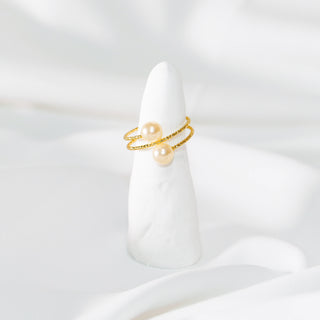 Minimalist Layered Pearl Ring – 14K Gold Plated / Sterling Silver