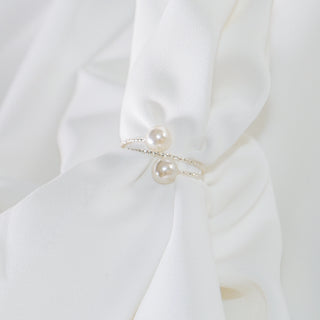 Minimalist Layered Pearl Ring – 14K Gold Plated / Sterling Silver