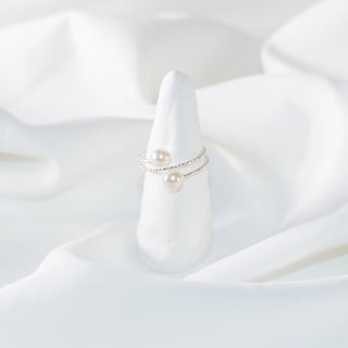 Minimalist Layered Pearl Ring – 14K Gold Plated / Sterling Silver