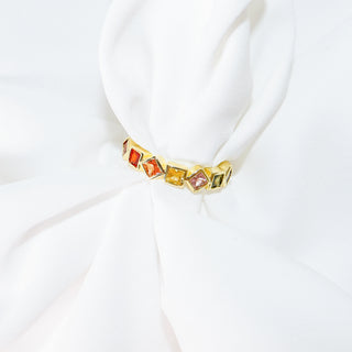 Gold Plated Ring with Colorful CZ Stones