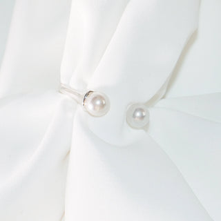 S925 Silver Pearl Open Ring for Women – Minimalist Adjustable