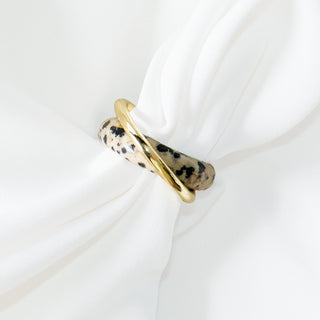 Spot Print Double Layer Gold Ring – Minimalist Statement Jewelry