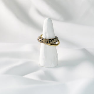 Spot Print Double Layer Gold Ring – Minimalist Statement Jewelry