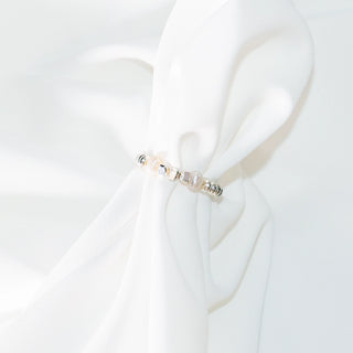 Sterling Silver Pearl Bead Half Hoop Ring