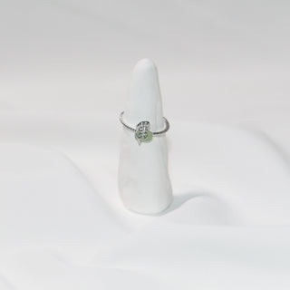 Light Green Jade-Style Lucky Bag Ring – Minimalist Silver Adjustable Charm Ring for Women