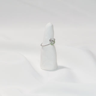 Light Green Jade-Style Lucky Bag Ring – Minimalist Silver Adjustable Charm Ring for Women