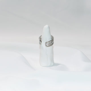 Silver Star Cutout Adjustable Ring – Elegant Open Band CZ Statement Ring for Women