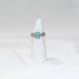 Mint Green Gemstone Ring 925 Sterling Silver Dainty Halo Statement Ring for Wome