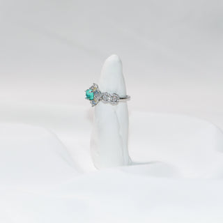 Mint Green Gemstone Ring 925 Sterling Silver Dainty Halo Statement Ring for Wome