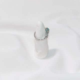 Mint Green Gemstone Ring 925 Sterling Silver Dainty Halo Statement Ring for Wome