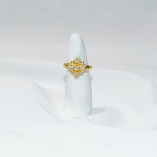 Gold Four Leaf Clover Windmill Flower Ring – Elegant Crystal Statement Ring for Women