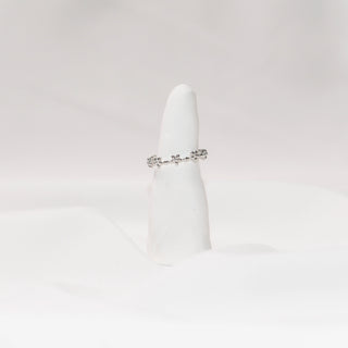Dainty Flower Adjustable Open Ring in Sterling Silver Minimalist Floral Stack Ring for Women