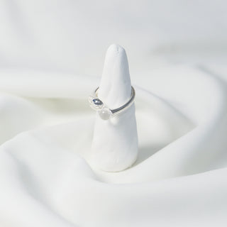 Clear Dewdrop Silver-Tone Open Ring