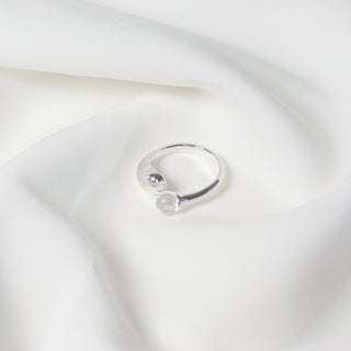 Clear Dewdrop Silver-Tone Open Ring