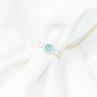 Natural Aquamarine Filigree Open Ring – 925 Sterling Silver