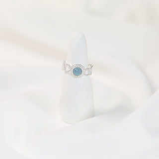 Natural Aquamarine Filigree Open Ring – 925 Sterling Silver
