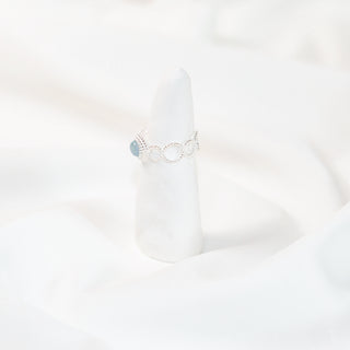 Natural Aquamarine Filigree Open Ring – 925 Sterling Silver