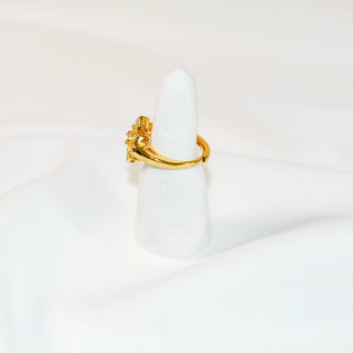 Pinwheel Bloom Crystal Statement Ring – Gold Tone