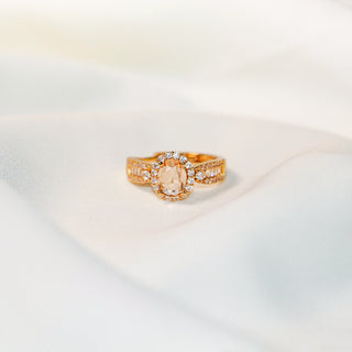 Champagne Oval-Cut Cubic Zirconia Adjustable Halo Ring