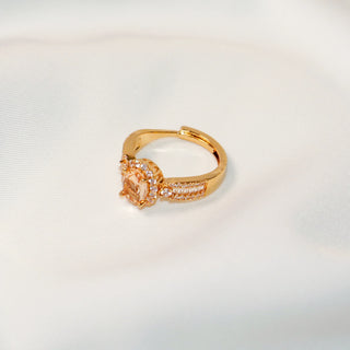 Champagne Oval-Cut Cubic Zirconia Adjustable Halo Ring