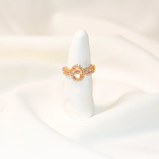 Champagne Oval-Cut Cubic Zirconia Adjustable Halo Ring