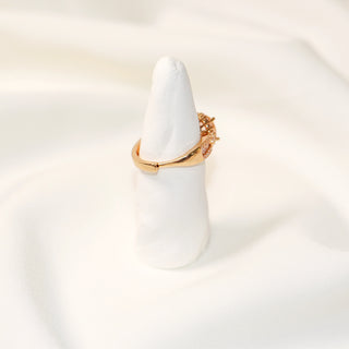 Champagne Oval-Cut Cubic Zirconia Adjustable Halo Ring