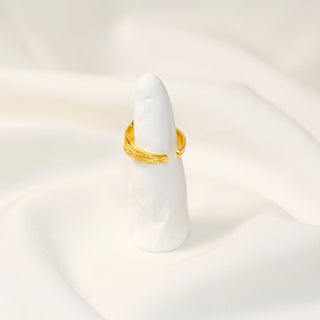 Vintage Gold Textured Pavé Link Adjustable Ring for Women