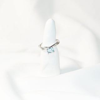 Island Blue Cubic Zirconia Sculpted Wave Open Ring