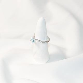 Island Blue Cubic Zirconia Sculpted Wave Open Ring