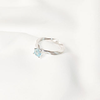 Island Blue Cubic Zirconia Sculpted Wave Open Ring