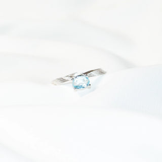 Island Blue Cubic Zirconia Sculpted Wave Open Ring