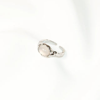 Winter Lake Milky White Cabochon Molten Adjustable Rin