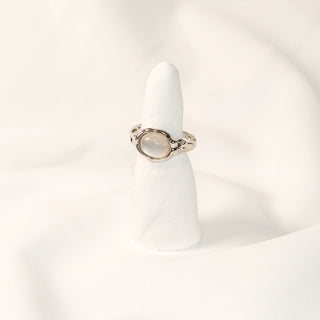 Winter Lake Milky White Cabochon Molten Adjustable Rin