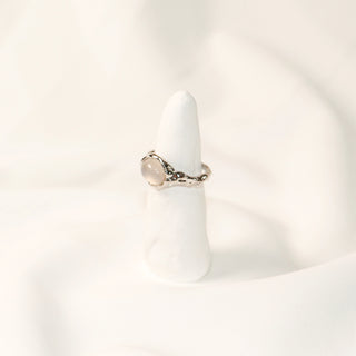 Winter Lake Milky White Cabochon Molten Adjustable Rin
