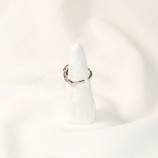 Winter Lake Milky White Cabochon Molten Adjustable Rin