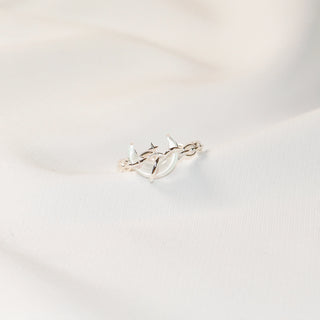 925 Sterling Silver Moonstone Crescent Vine Wrap Ring