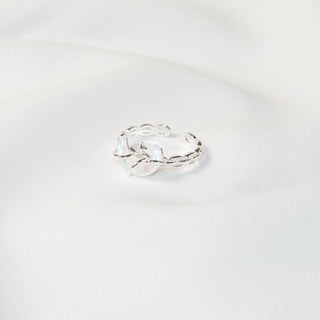 925 Sterling Silver Moonstone Crescent Vine Wrap Ring