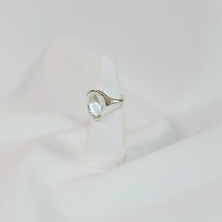 Clear Quartz Sculptural Silver-Tone Adjustable Ring