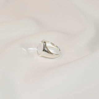 Clear Quartz Sculptural Silver-Tone Adjustable Ring