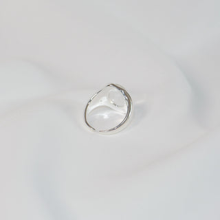 Clear Quartz Sculptural Silver-Tone Adjustable Ring
