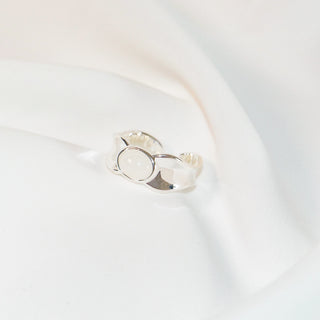 Milky White Cat’s Eye Sculptural Adjustable Ring