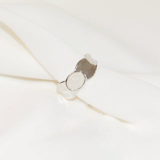 Milky White Cat’s Eye Sculptural Adjustable Ring