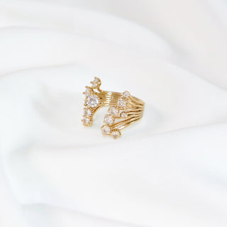 Vintage-Inspired Gold CZ Multi-Band Open Ring