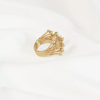 Vintage-Inspired Gold CZ Multi-Band Open Ring