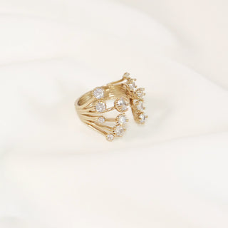 Vintage-Inspired Gold CZ Multi-Band Open Ring