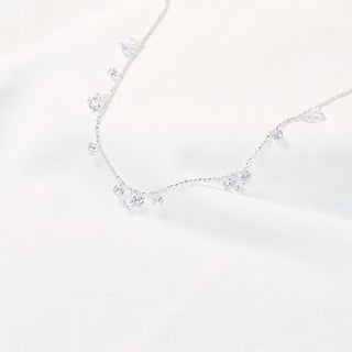 Starlit Droplet 925 Sterling Silver CZ Station Necklace