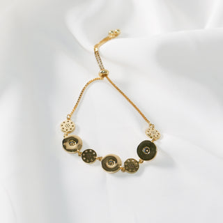 Gold Plated Mother of Pearl & Zircon Star Bracelet – Adjustable Slide Chain