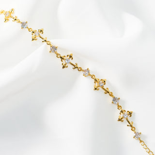 Golden Iris Cross Bracelet – Vintage French-Style Filigree