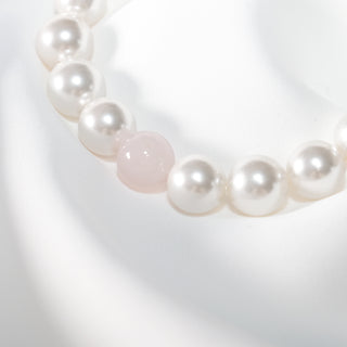 10mm White Pearl & Pink Rose Quartz Bracelet – Elegant Stretch